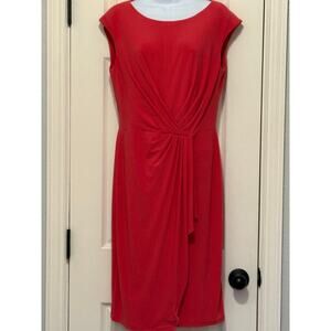 Lauren Ralph Lauren Red Sheath Dress 10 Sleeveless Cap Sleeve Career LBD